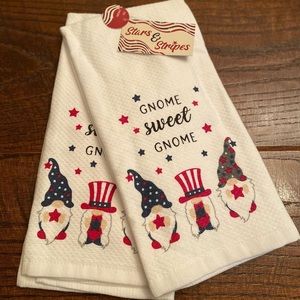 Patriotic Gnome Kitchen Towels Set, Gnome Sweet Gnome Towels, July 4th Towels
